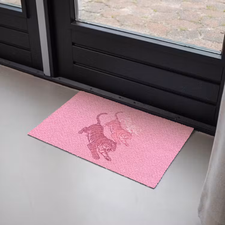 Deurmat - Kat - Springend - Dieren - Roze - Modern — 2