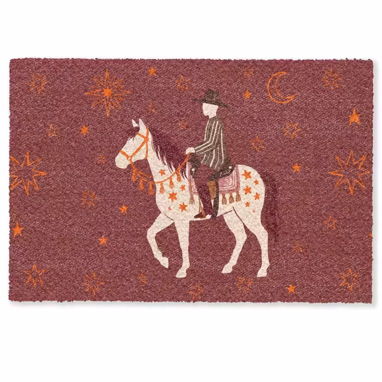 Deurmat - Paard - Ruiter - Sterren - Nacht - Illustratie — 1