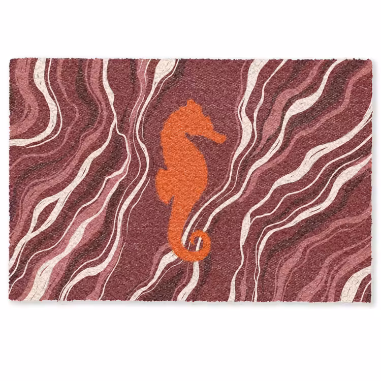 Deurmat - Zeepaardje - Golven - Zeeleven - Abstract - Oranje — 1