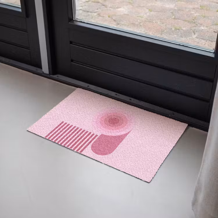 Deurmat - Abstract - Cirkels - Strepen - Modern - Roze — 2