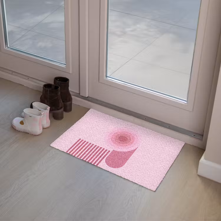 Deurmat - Abstract - Cirkels - Strepen - Modern - Roze — 8