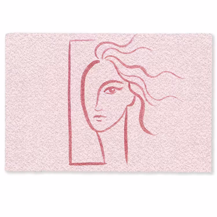 Deurmat - Vrouw - Portret - Abstract - Lijnkunst - Rood — 1