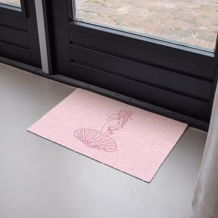 Deurmat - Vrouw - Schelp - Kunst - Lijntekening - Roze — 2