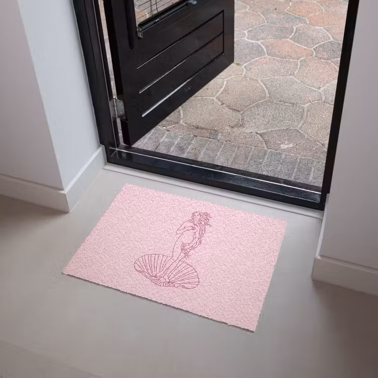 Deurmat - Vrouw - Schelp - Kunst - Lijntekening - Roze — 4