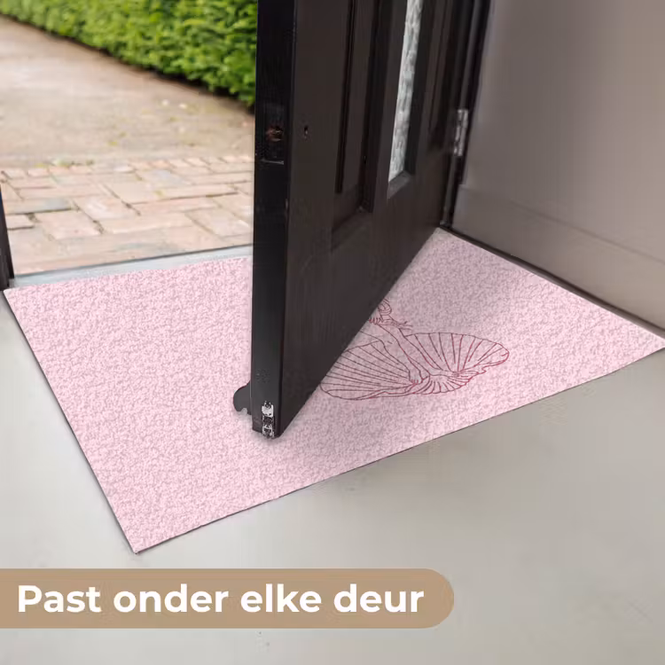 Deurmat - Vrouw - Schelp - Kunst - Lijntekening - Roze — 7