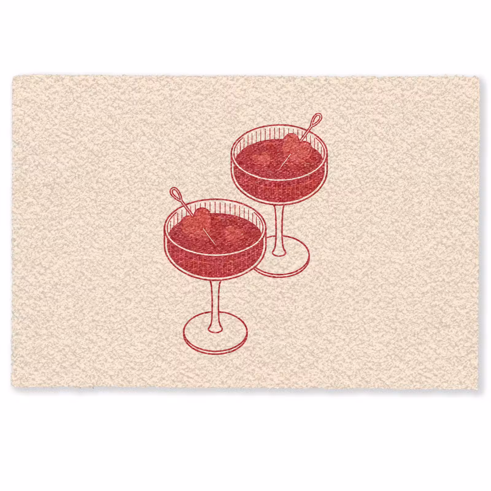 Deurmat - Cocktail - Hartjes - Liefde - Illustratie - Rood — 1