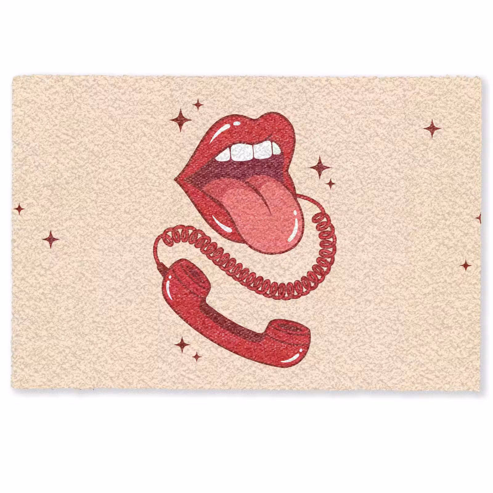 Deurmat - Mond - Telefoon - Popart - Rood - Illustratie — 1