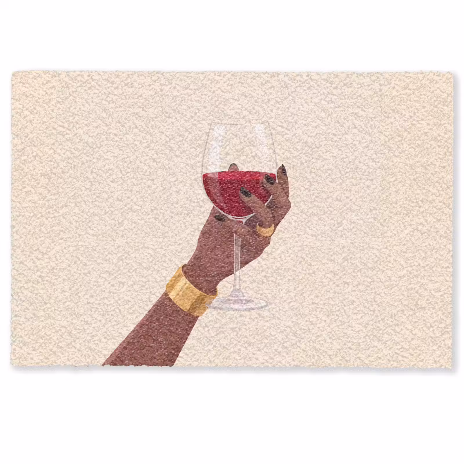 Deurmat - Vrouw - Wijn - Glas - Illustratie - Rood — 1