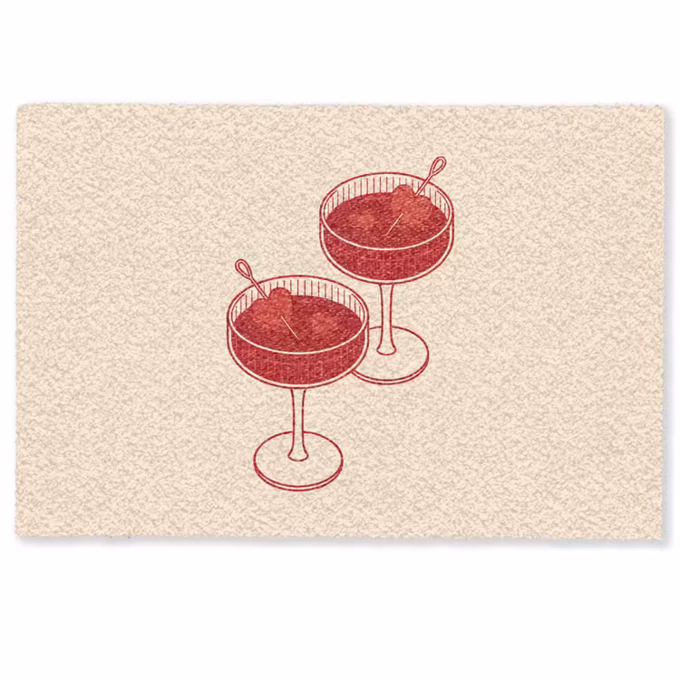 Deurmat - Cocktail - Hartjes - Liefde - Illustratie - Rood — 1