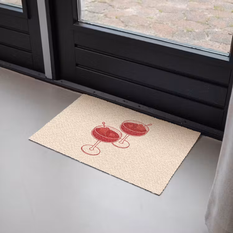 Deurmat - Cocktail - Hartjes - Liefde - Illustratie - Rood — 2