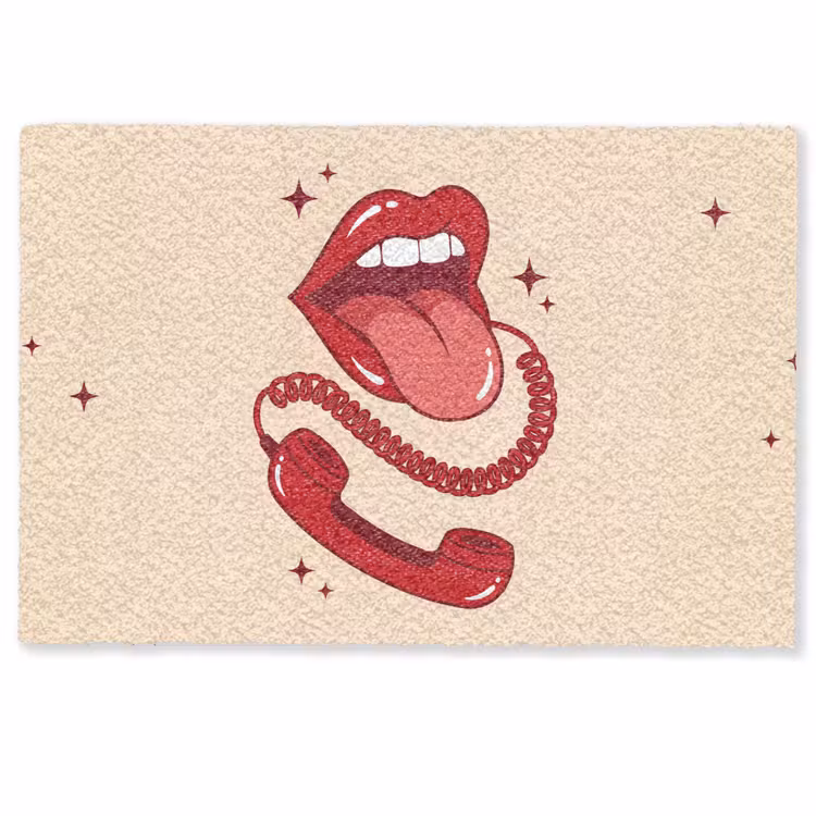 Deurmat - Mond - Telefoon - Popart - Rood - Illustratie — 1