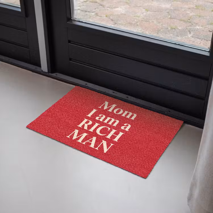 Deurmat - Tekst - Rijkdom - Motivatie - Rood - Modern — 2