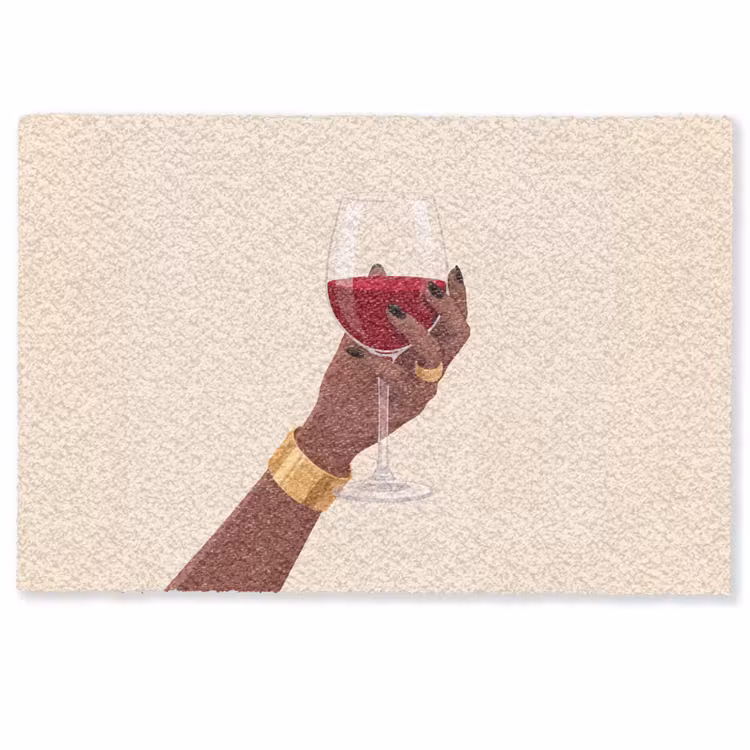 Deurmat - Vrouw - Wijn - Glas - Illustratie - Rood — 1