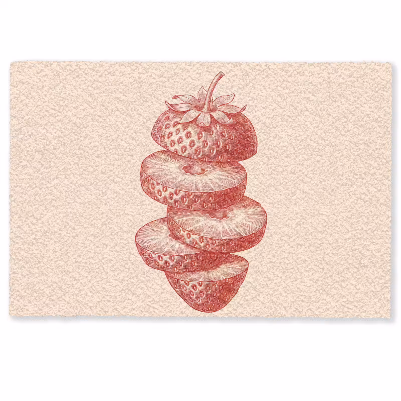 Deurmat - Fruit - Gesneden - Illustratie - Rood - Vintage — 1