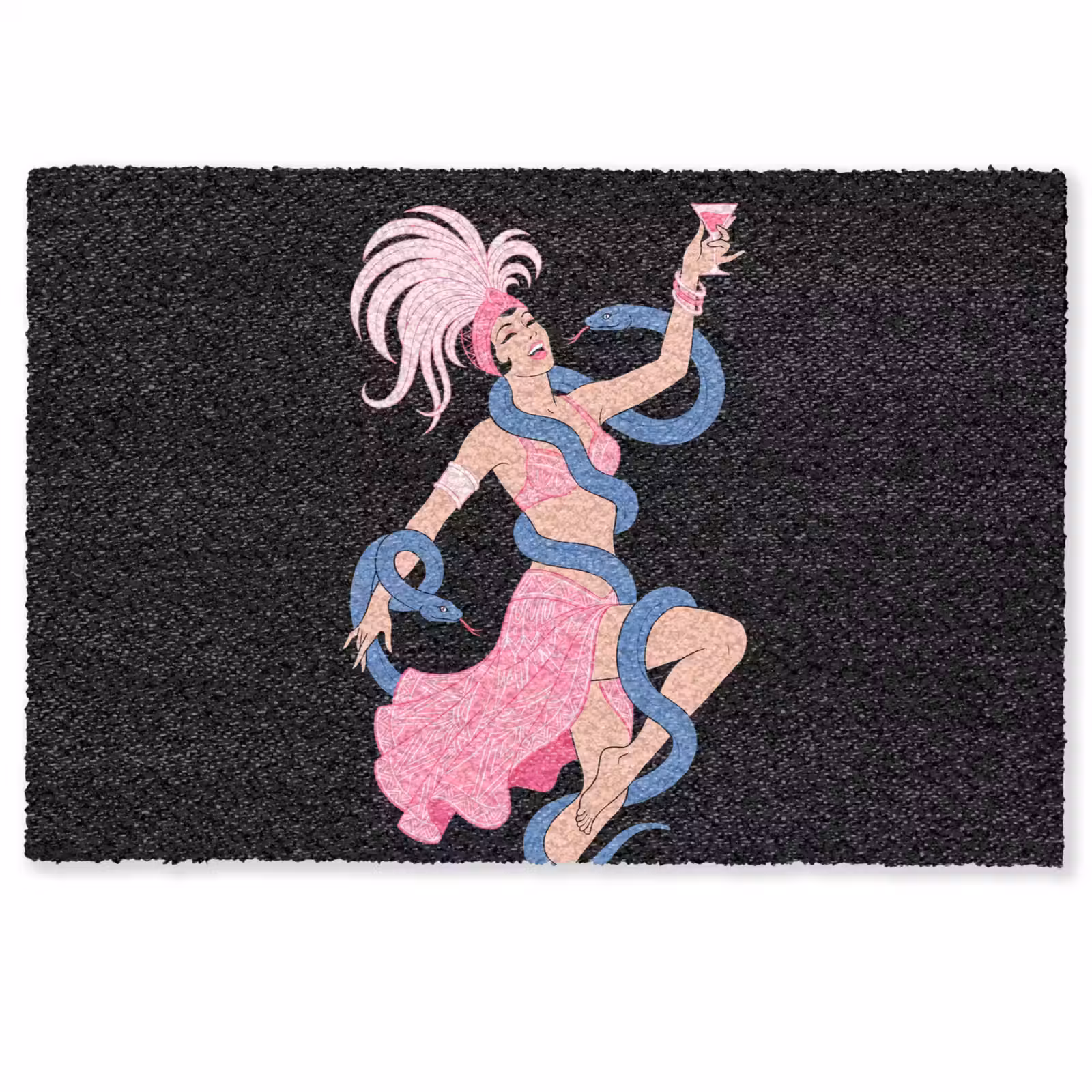 Deurmat - Vrouw - Danseres - Slangen - Art Deco - Roze — 1