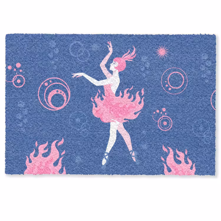 Deurmat - Danseres - Vlammenrok - Abstract - Roze - Blauw — 1