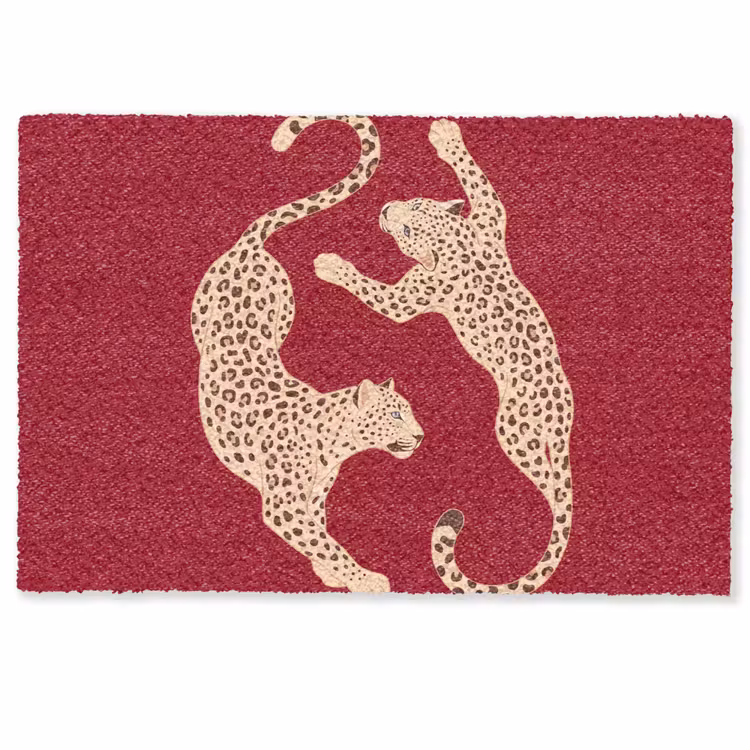 Deurmat - Dieren - Luipaard - Abstract - Rood - Modern — 1