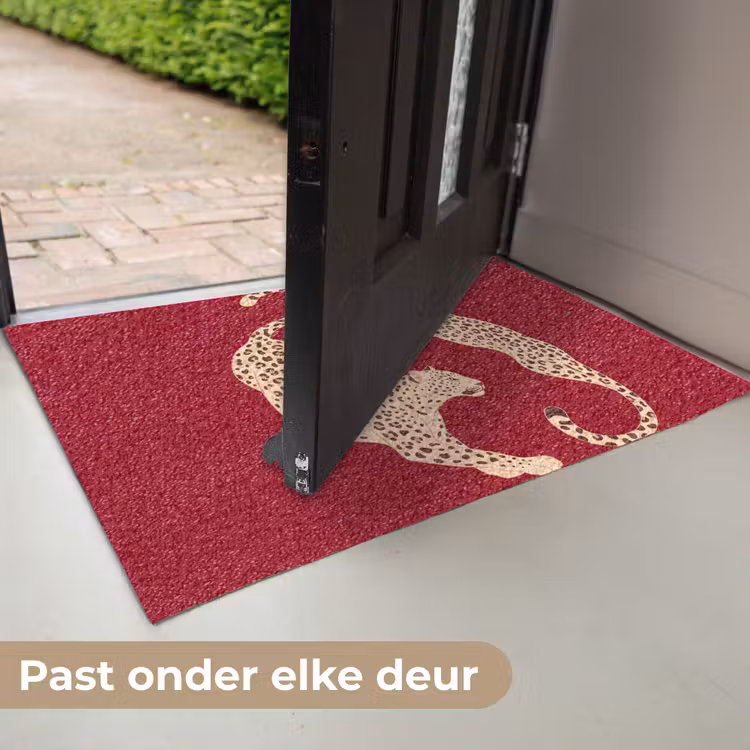 Deurmat - Dieren - Luipaard - Abstract - Rood - Modern — 7