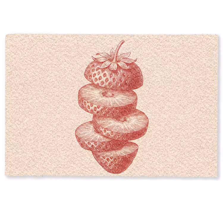 Deurmat - Fruit - Gesneden - Illustratie - Rood - Vintage — 1