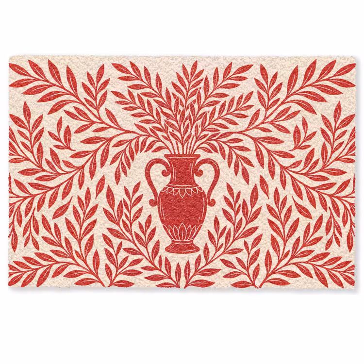 Deurmat - Vaas - Planten - Decoratie - Abstract - Rood — 1