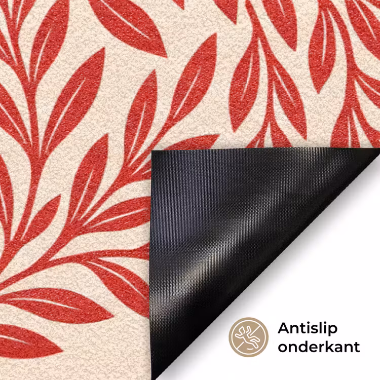 Deurmat - Vaas - Planten - Decoratie - Abstract - Rood — 6