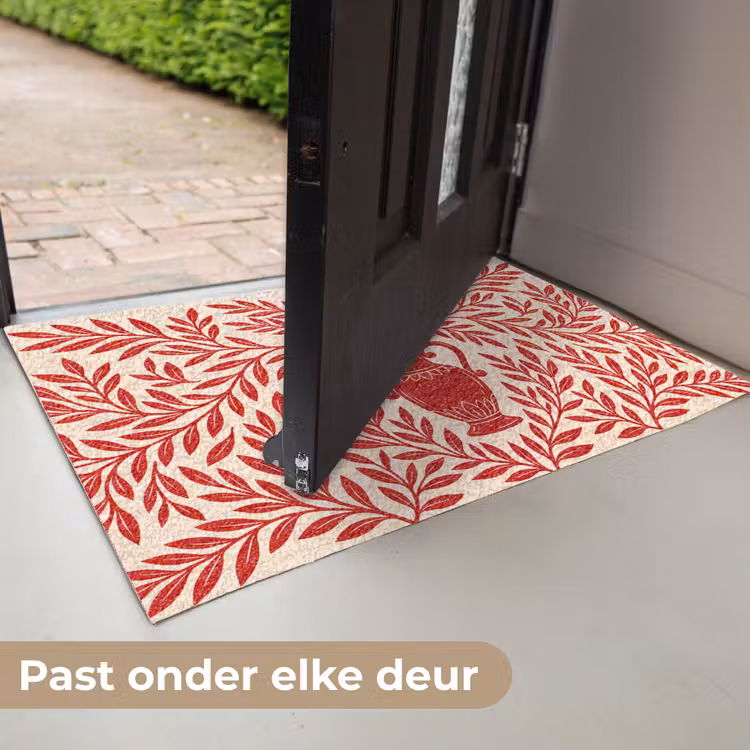 Deurmat - Vaas - Planten - Decoratie - Abstract - Rood — 7
