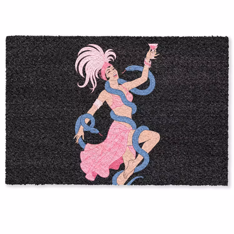 Deurmat - Vrouw - Danseres - Slangen - Art Deco - Roze — 1