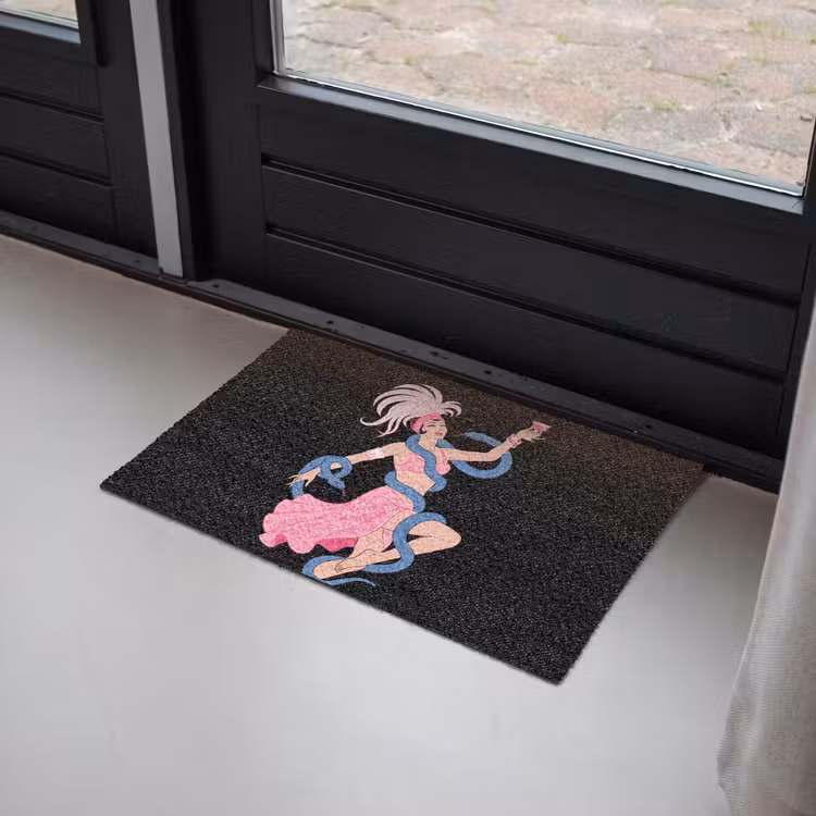 Deurmat - Vrouw - Danseres - Slangen - Art Deco - Roze — 2