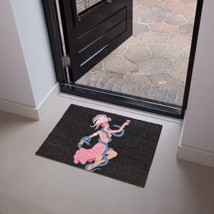 Deurmat - Vrouw - Danseres - Slangen - Art Deco - Roze — 4