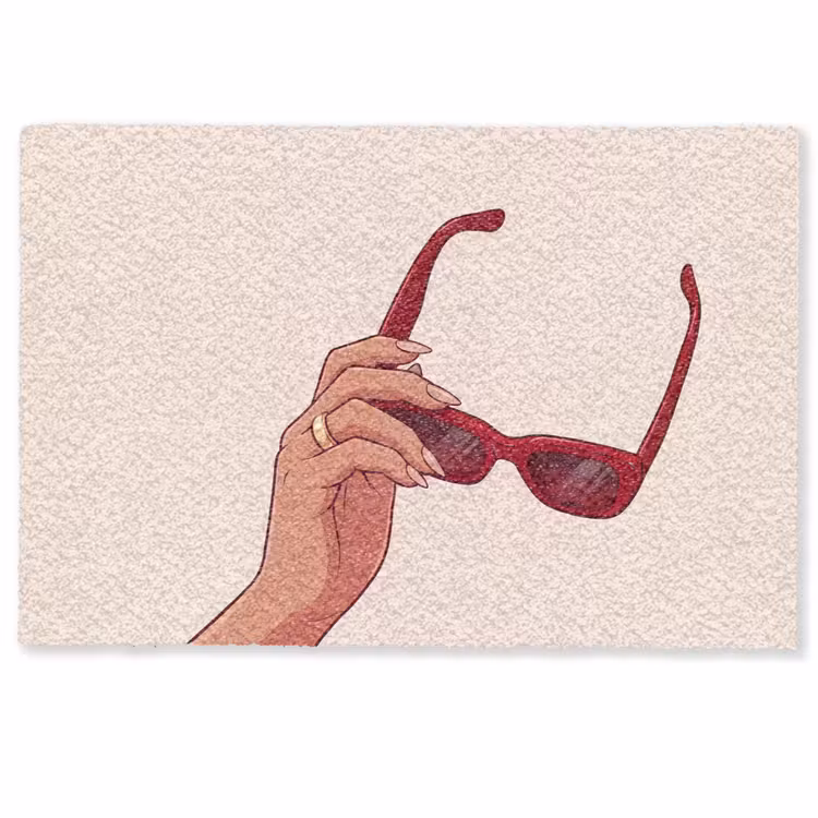 Deurmat - Vrouw - Zonnebril - Mode - Rood - Illustratie — 1