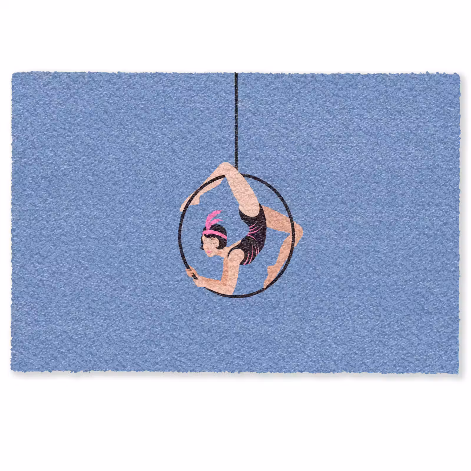 Deurmat - Vrouw - Aerial hoop - Art deco - Illustratie - Blauw — 1