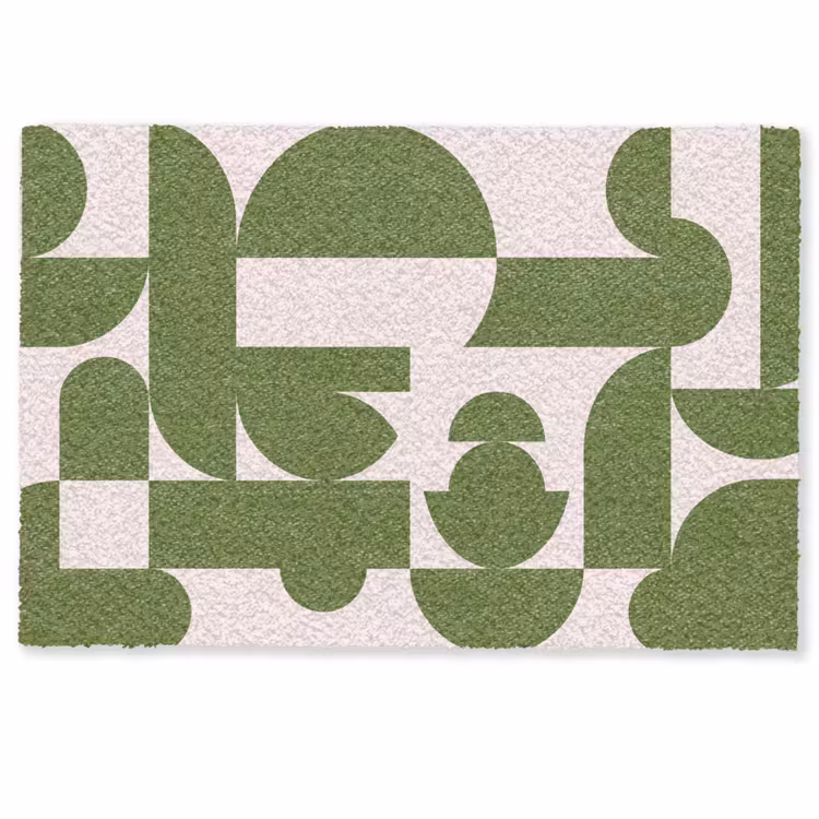 Deurmat - Abstract - Geometrie - Modern - Groen - Wit — 1