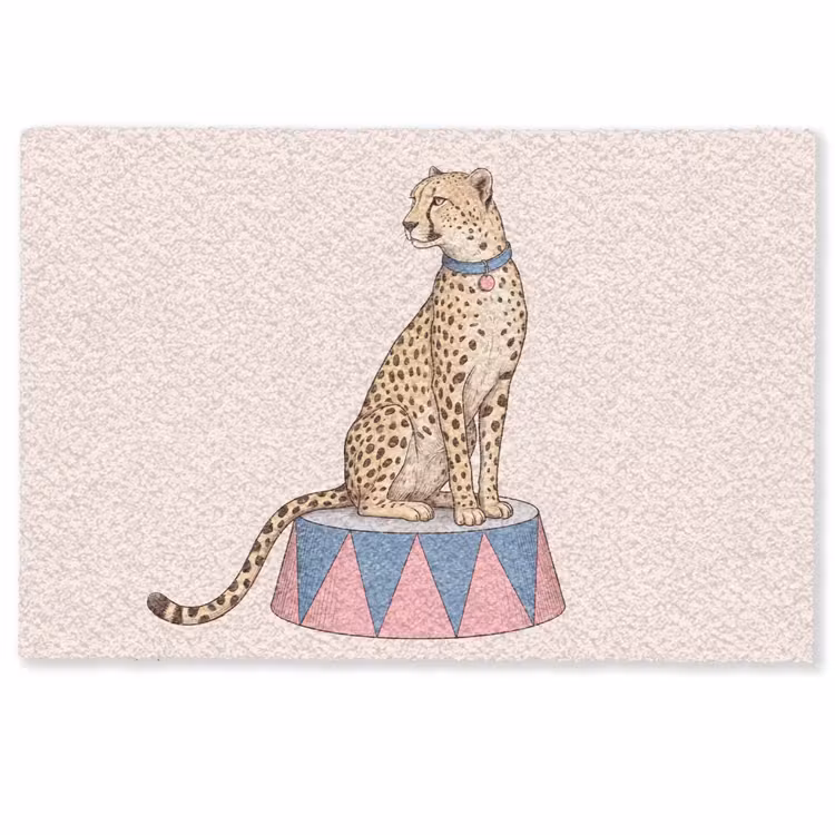 Deurmat - Dieren - Circus - Illustratie - Vintage - Roze — 1