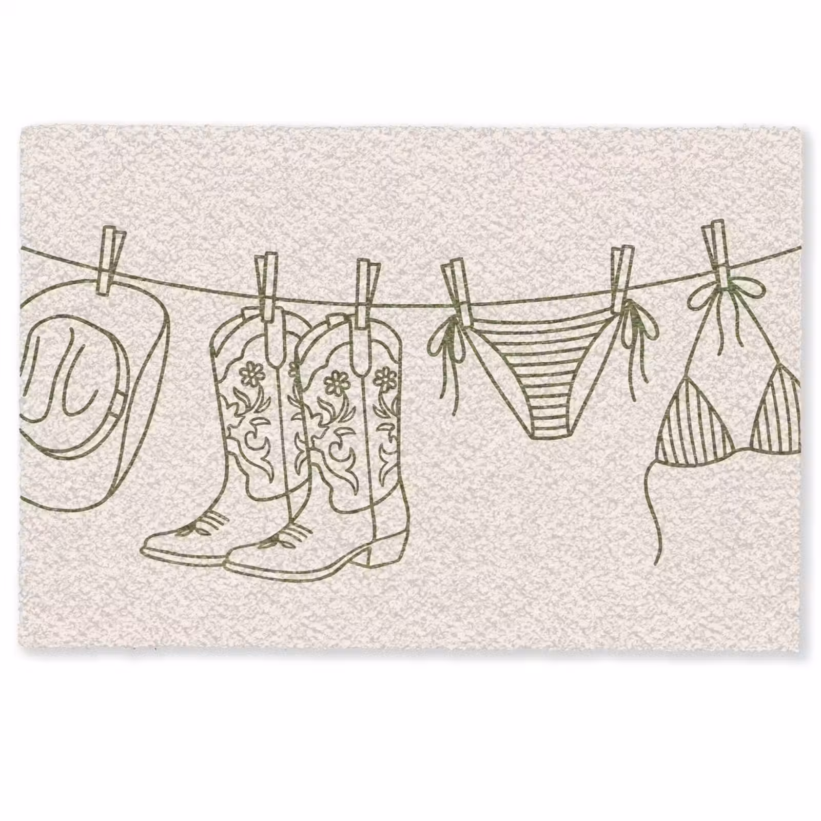 Deurmat - Kleding - Waslijn - Zomer - Lijntekening - Groen — 1