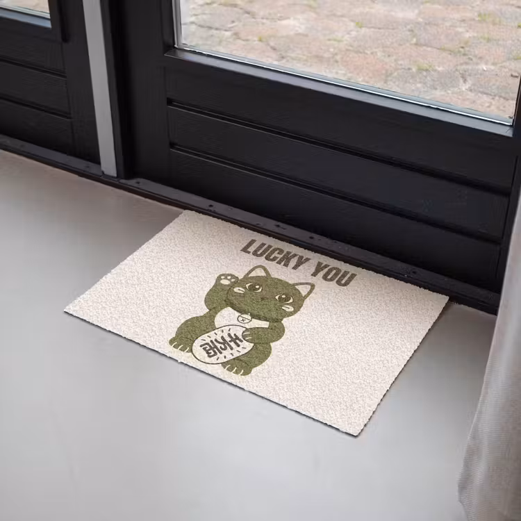 Deurmat - Kat - Geluk - Dieren - Modern - Groen — 2