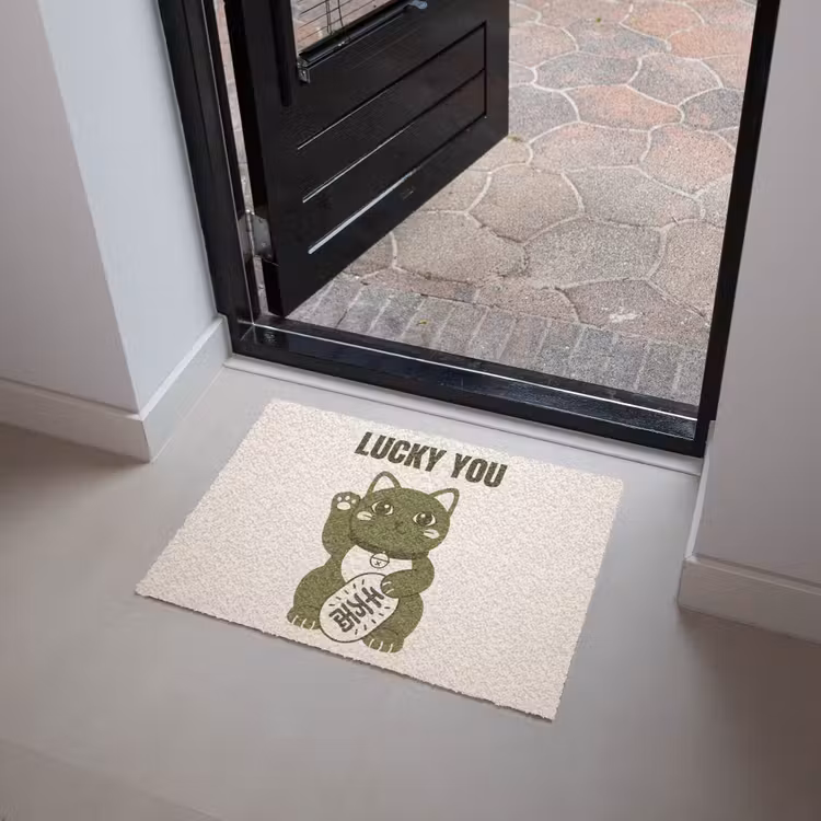 Deurmat - Kat - Geluk - Dieren - Modern - Groen — 4