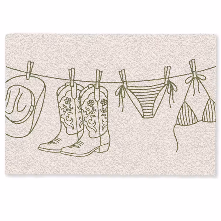 Deurmat - Kleding - Waslijn - Zomer - Lijntekening - Groen — 1