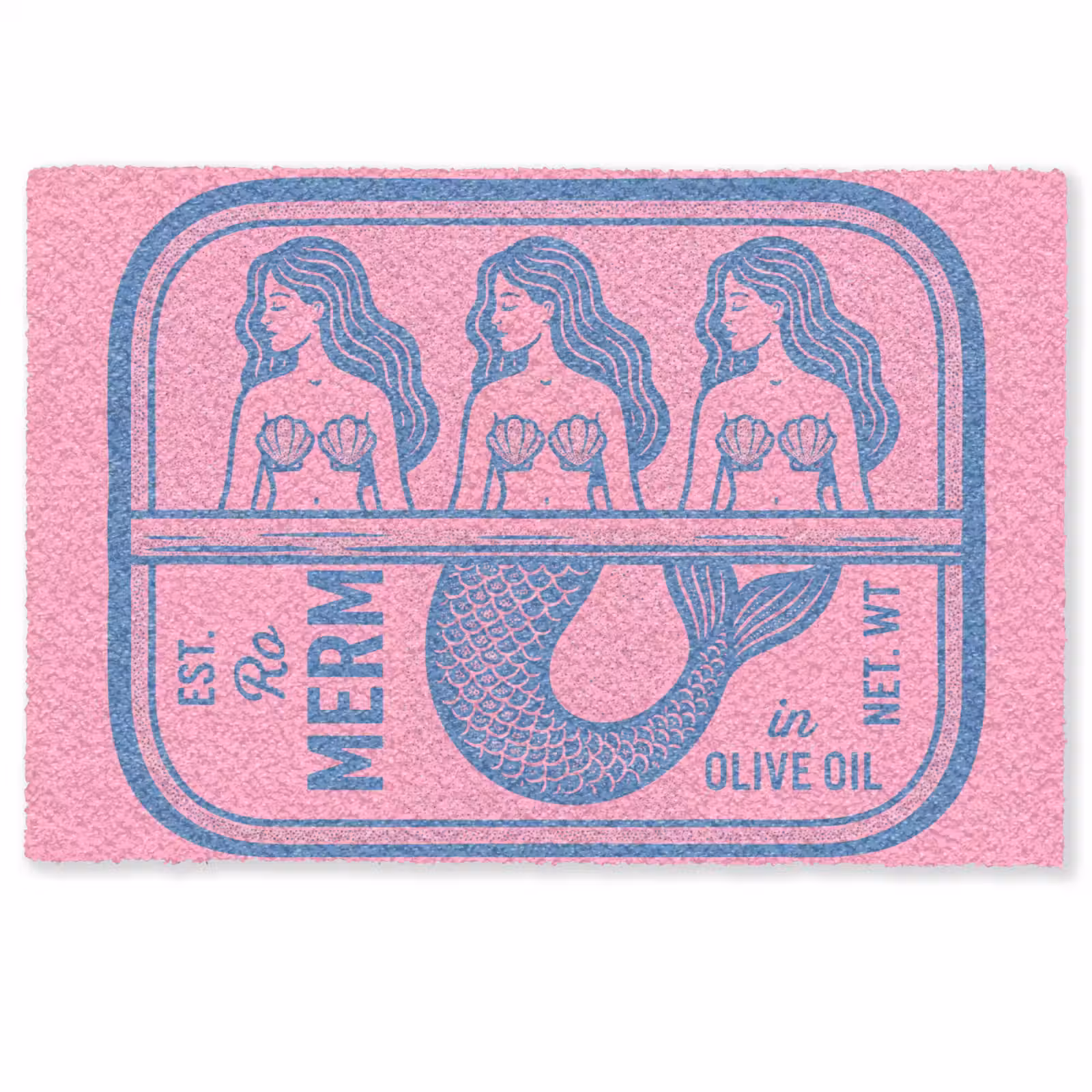 Deurmat - Meermin - Sardineblik - Illustratie - Roze - Retro — 1
