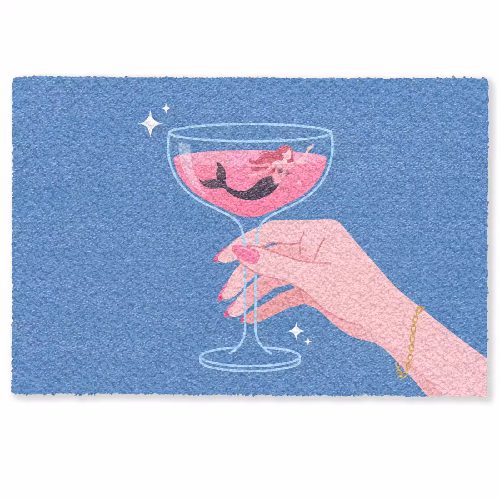 Deurmat - Vrouw - Glas - Abstract - Roze - Blauw — 1