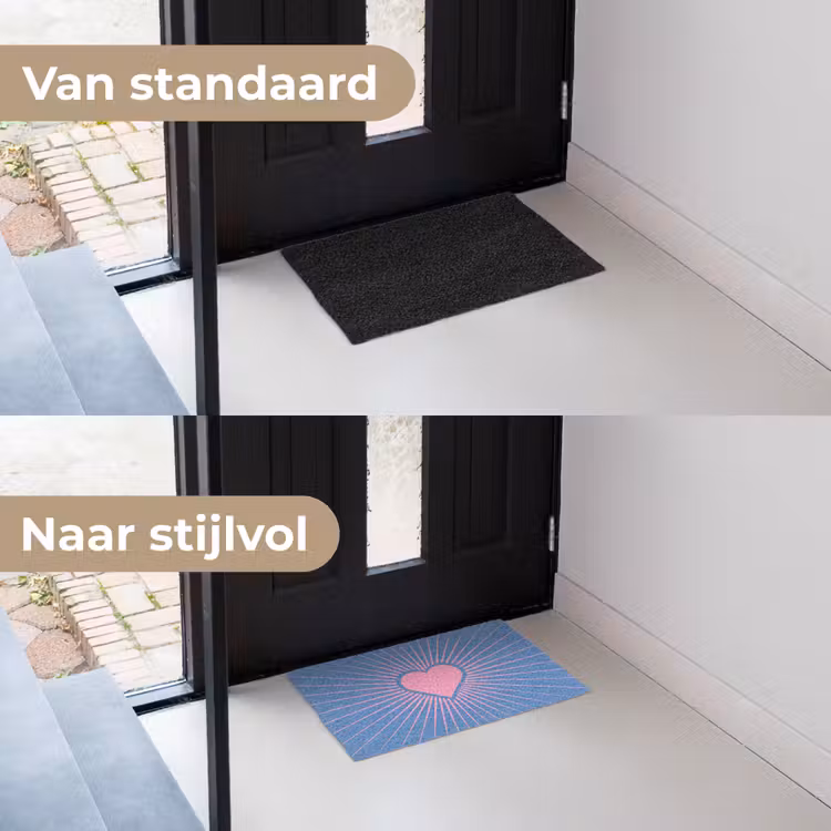 Deurmat - Hart - Stralen - Liefde - Modern - Roze — 3