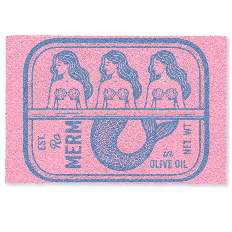 Deurmat - Meermin - Sardineblik - Illustratie - Roze - Retro — 1