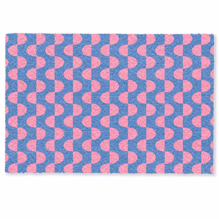 Deurmat - Patroon - Halve cirkels - Abstract - Modern - Roze - Blauw — 1