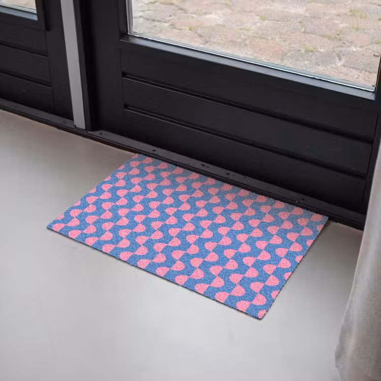 Deurmat - Patroon - Halve cirkels - Abstract - Modern - Roze - Blauw — 2