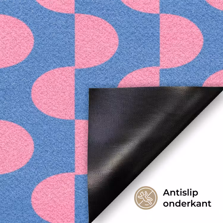 Deurmat - Patroon - Halve cirkels - Abstract - Modern - Roze - Blauw — 6