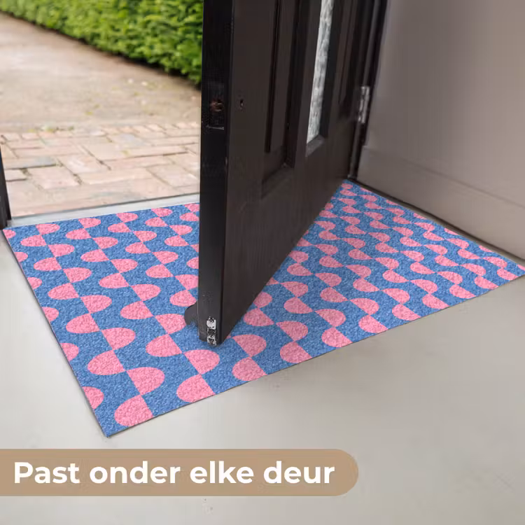 Deurmat - Patroon - Halve cirkels - Abstract - Modern - Roze - Blauw — 7