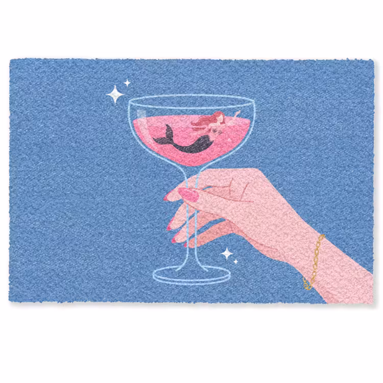 Deurmat - Vrouw - Glas - Abstract - Roze - Blauw — 1