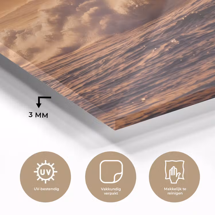 Glas schilderij - Surfer - Golf - Oceaan - Sport - Oranje — 3