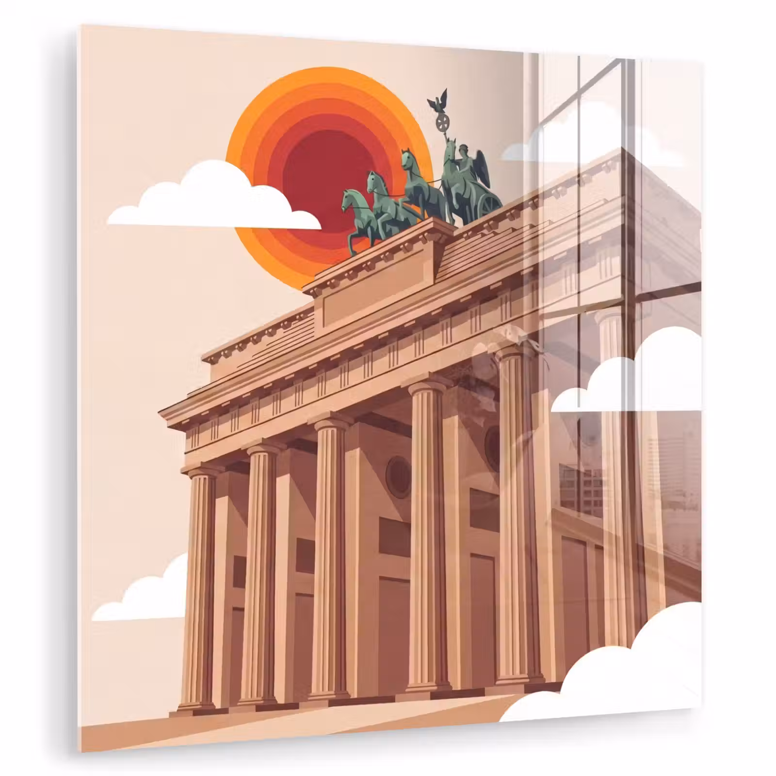 Glas schilderij - Architectuur - Brandenburg - Berlijn - Zonsondergang - Historisch — 1