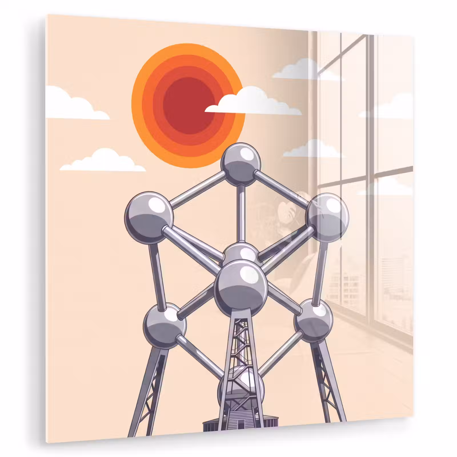 Glas schilderij - Architectuur - Geometrie - Stad - Modern - Grijs — 1