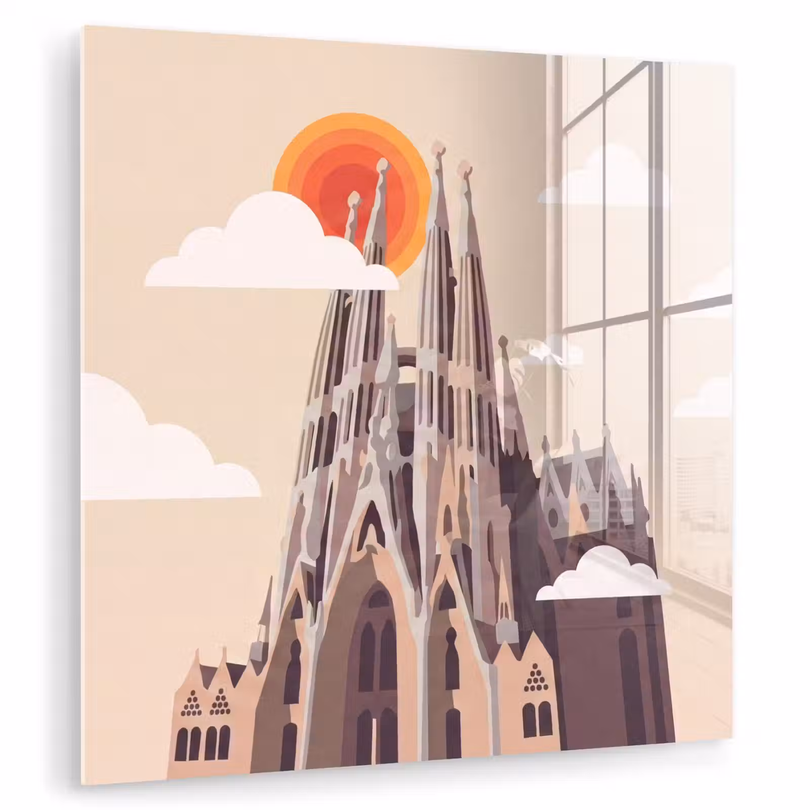 Glas schilderij - Gebouw - Torens - Architectuur - Abstract - Zonsondergang — 1